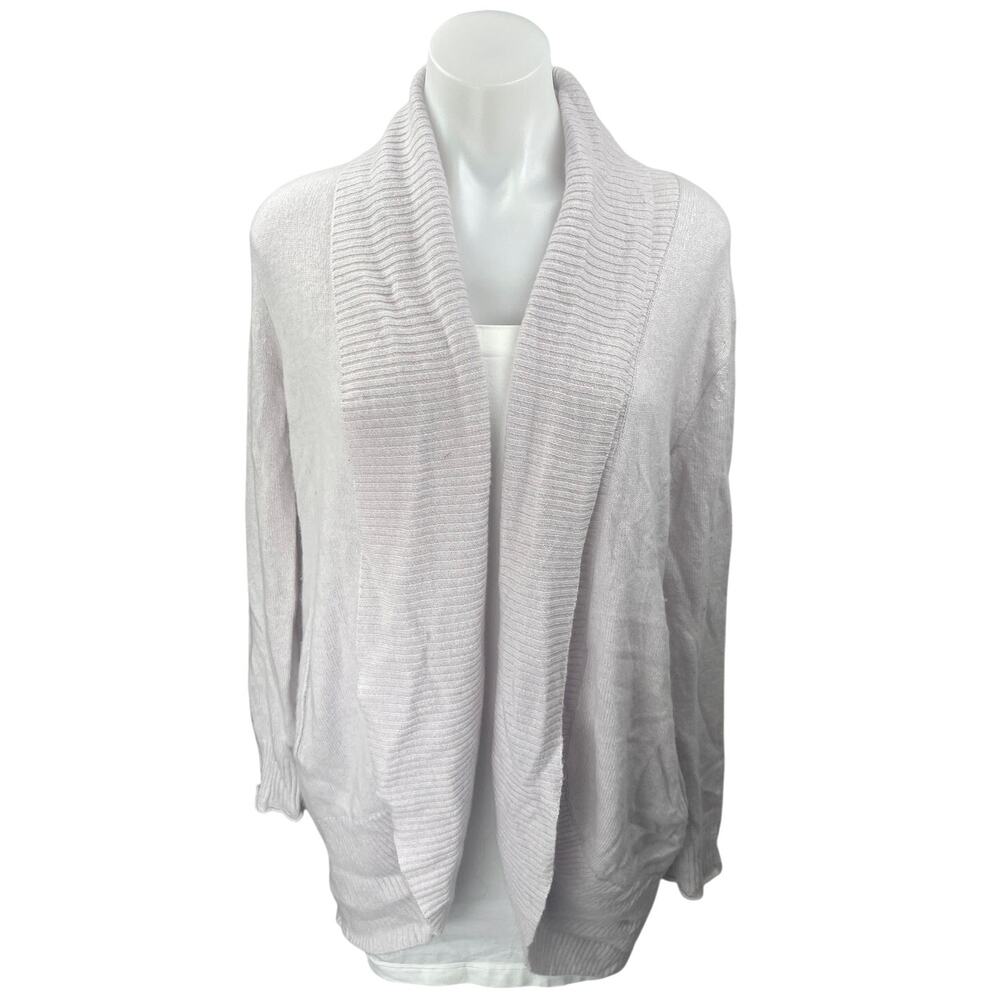 Haven Well Within 100% Cashmere Gray Shawl Collar Open Cardigan Sweater Top Sz S
